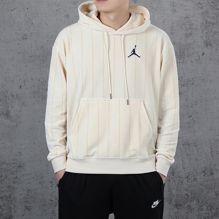Jordan Air Vertical Stripe Fleece Hoodie Pullover Men Hoodie Beige CD5740-271