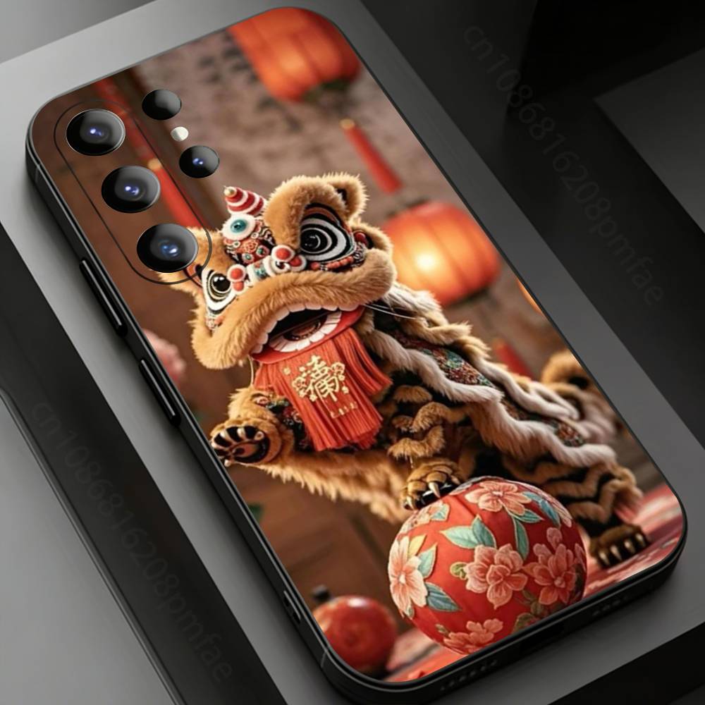 

Chinese Lion Dance Phone case for Samsung Galaxy S24,25,26,23 22,21,S20 Plus Ultra FE soft fundas cases Samsung S21 s305G