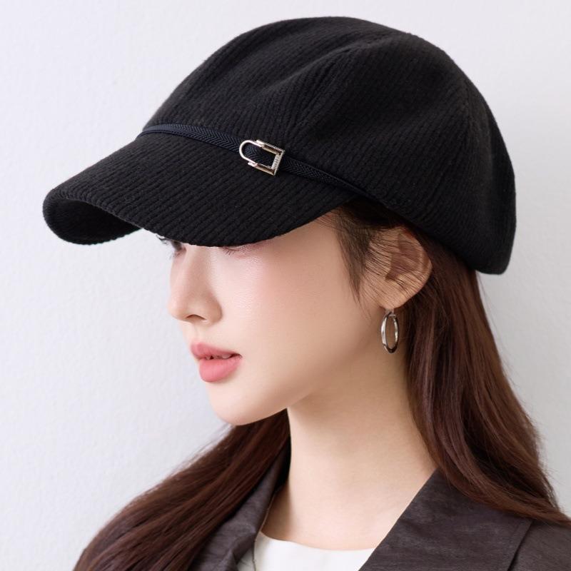 Korean Style Autumn Winter Women Large Head Circumference Octagonal Hat