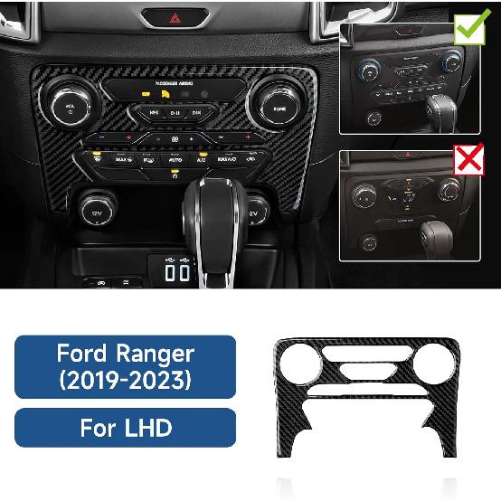 Car Carbon Fiber Dash Center Control Panel Cover Trim Interior for Ford Ranger      XLT Lariat XL Accessories