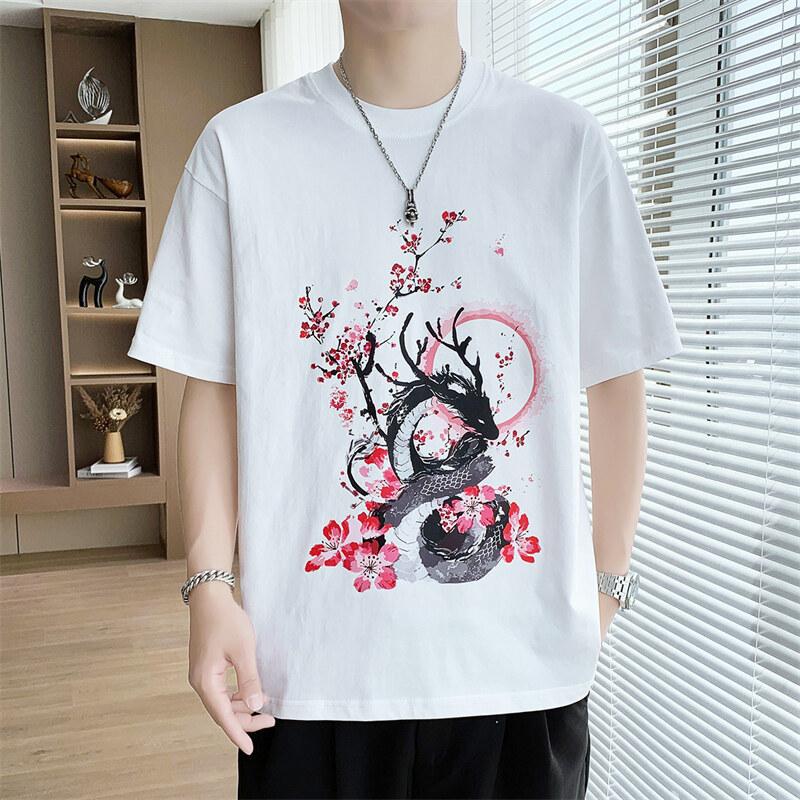 Summer New Men's Heavy Short-sleeved Guochao T-shirt Chinese Style Men's Pure Cotton Batch
