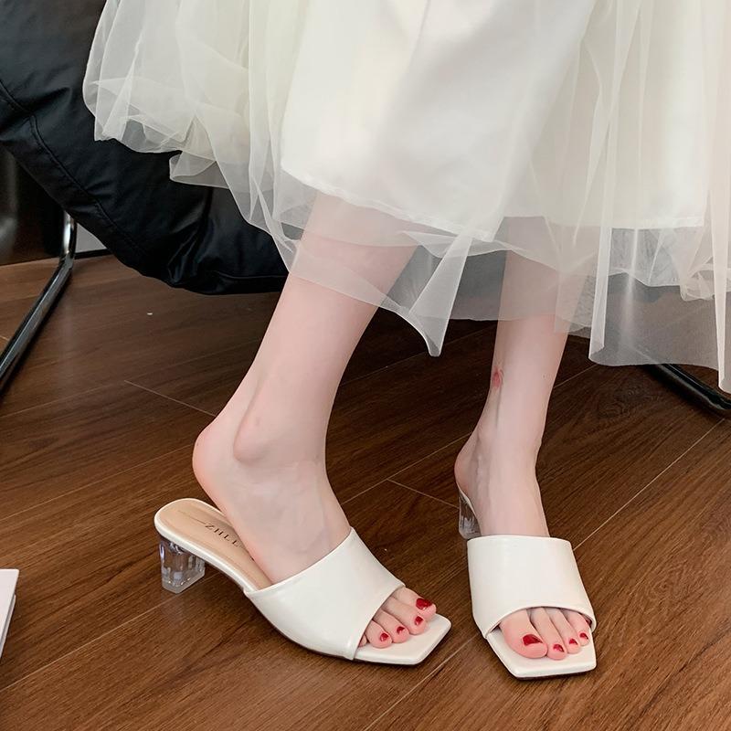 High heels women's cool slippers opentoed sandals widened large size women's shoes to women's shoes