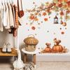 Painted Autumn Fallen Leaves, Pumpkins and Squirrels On The Walls of The Dining Room and Living Room