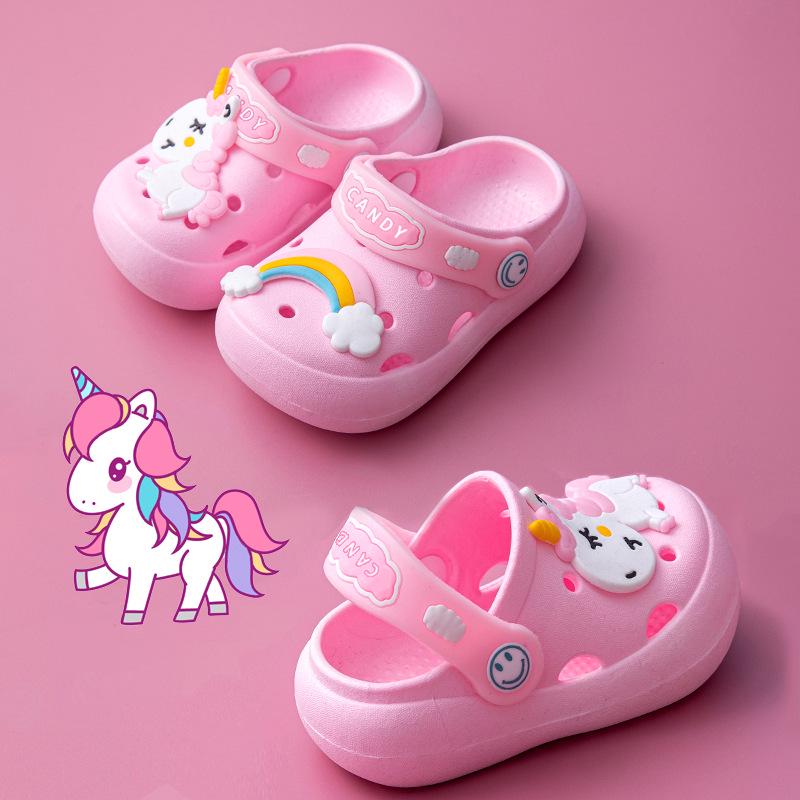 Rutschfeste Sommerhausschuhe für Kinder: Indoor-/Outdoor-Zehenschuhe mit Löchern für Baby- und Kleinkinder, weiche Sohle.