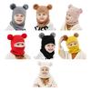 Children Hat Dual Fur Ball Decor Kids Winter Hat Breathable Thermal Cap Outdoor School Thickened Velvet Lining Headgear