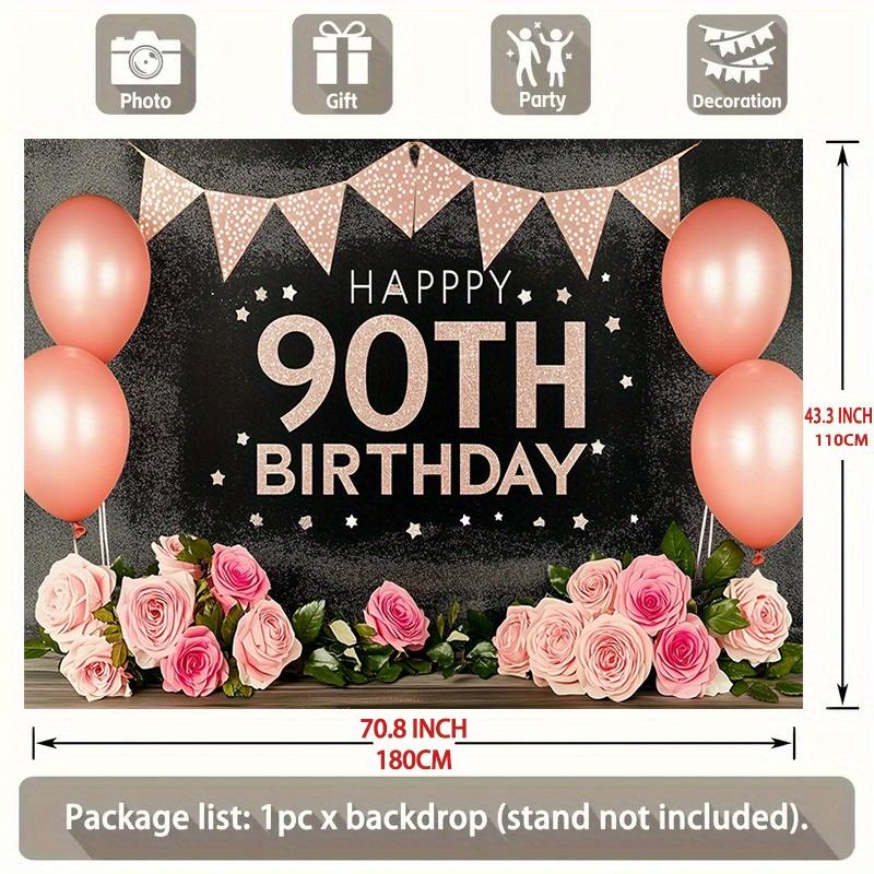 90th Birthday Birthday Backdrop - Polyester Banner