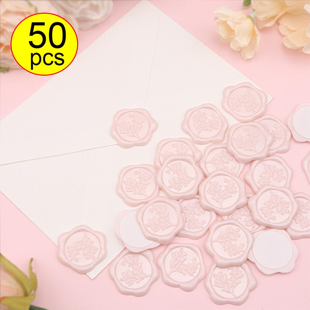 50pcs Eucalyptus Wax Seal Stickers - 9 Colors Invitation Envelope Seal Stickers, Self-Adhesive Stickers, Perfect for Invitation