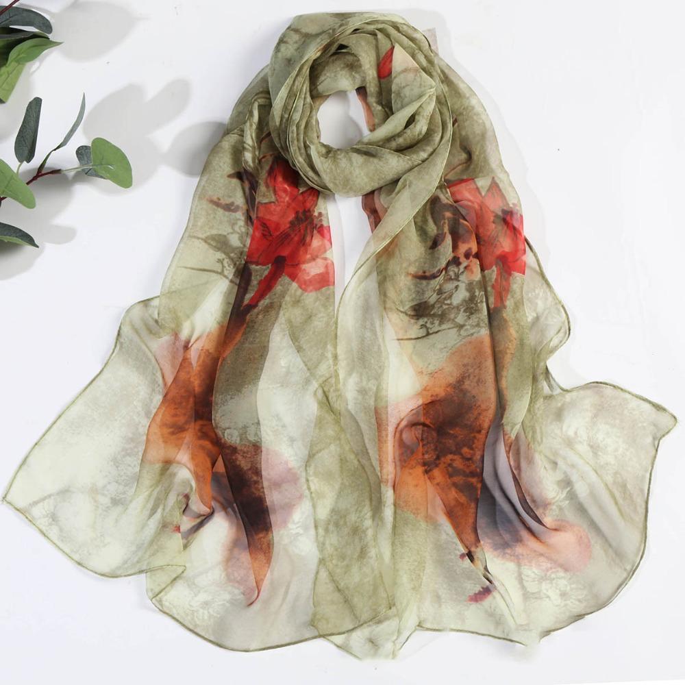Floral Printing Thin Scarf Sun Protection Wrap Headscarf  for Beach and Sun Protection