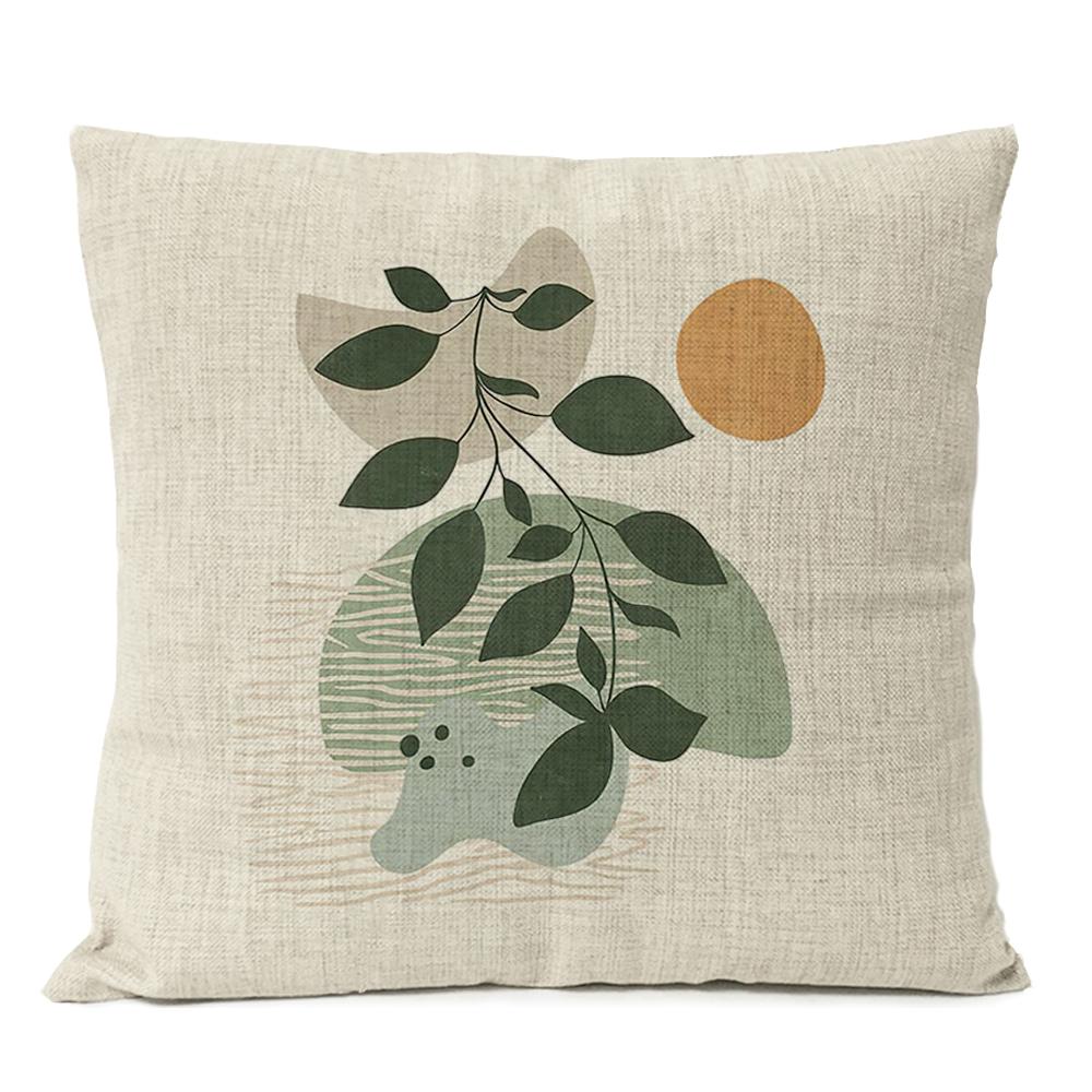 Boho Geometric Leaves Floral Pillow Case Home Decor Moon Sun Flowers Linen Throw Cushion Cover Decoration Sofa Pillowcase