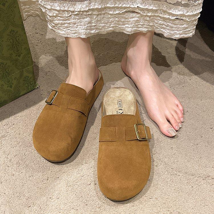 These Slippers Are Super Versatile and Can Be Worn Outside the Home! Versatile Chinese Cloth Buckle Color Matching Flat Bottom Blowing Bottom Aldehyde