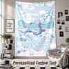 Custom Tapestry Wall Hanging, Cinnamoroll Personalized Name Text Home Wall Decor