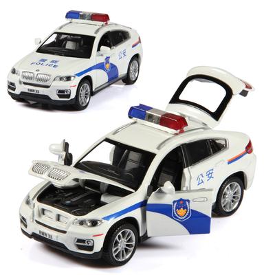 1-26 Carro de Polícia BMW X6 Carro de Liga Acousto-óptico Deslizante Ornamentos Brinquedos