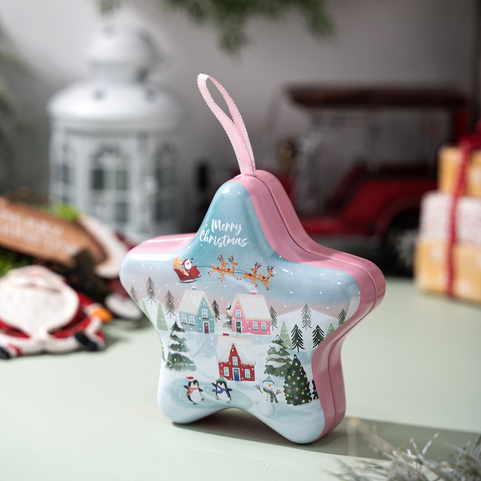 

2025 New Christmas Creative Cartoon Candy Tin Box with Lanyard, Holiday Storage Container Decor Gift Box for Xmas Party Favors