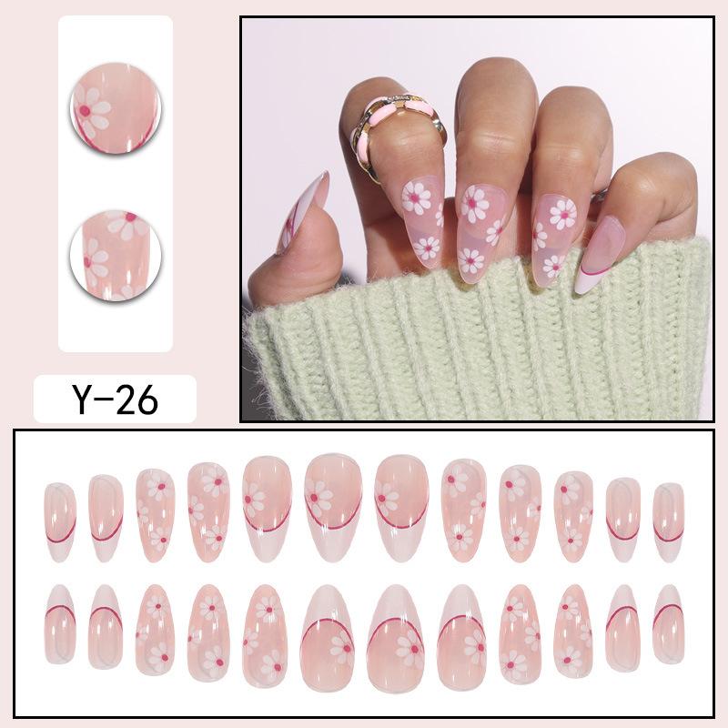 Y1 Fake Nail Sticker Wearing Nail Finished Nail Piece Removable Blush Nail Girl Cat Eye Gradual Change Nail Patch