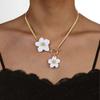 Fashionable and Minimalist Alloy Colorful Flower Pendant Necklace, OT Buckle Snake Bone Chain, Women's Necklace