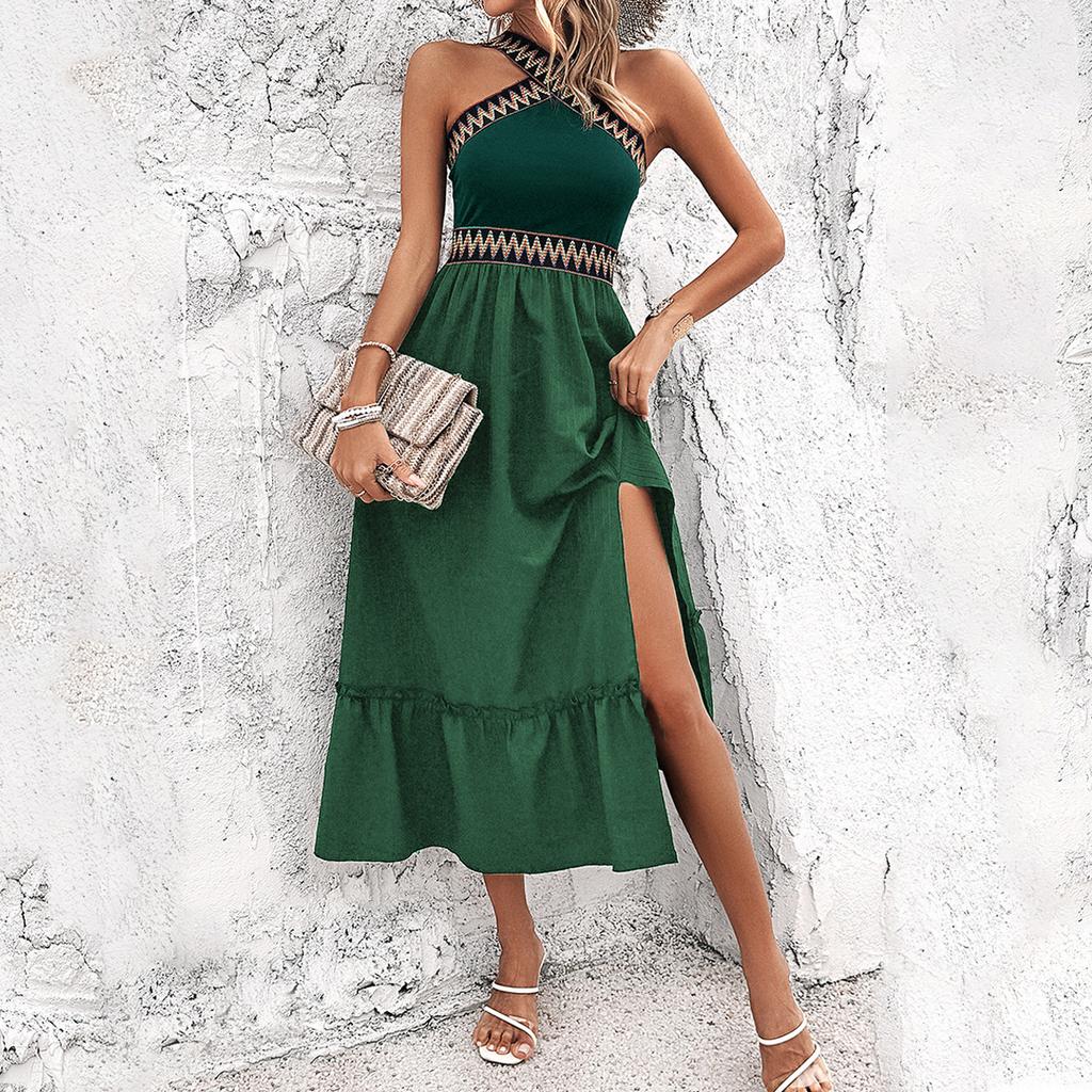 GMXIA Women's Summer Style Elegant Halter High Waist Dress