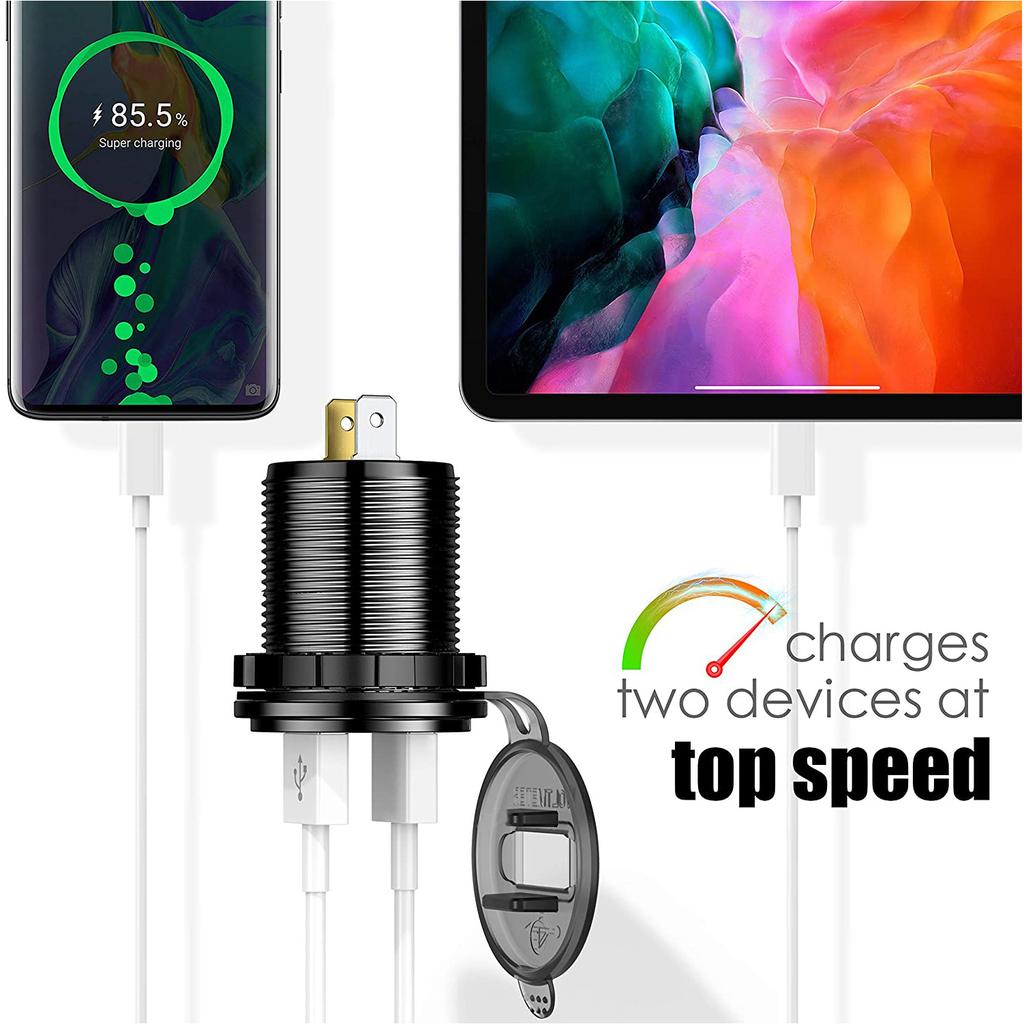 Gniazdo USB 12V/24V 78W 3 porty Gniazdo ładowarki samochodowej Podwójne 30W PD Typ C i 18W QC 3.0 z przełącznikiem do samochodu ciężarowego motocykla kampera morskiego