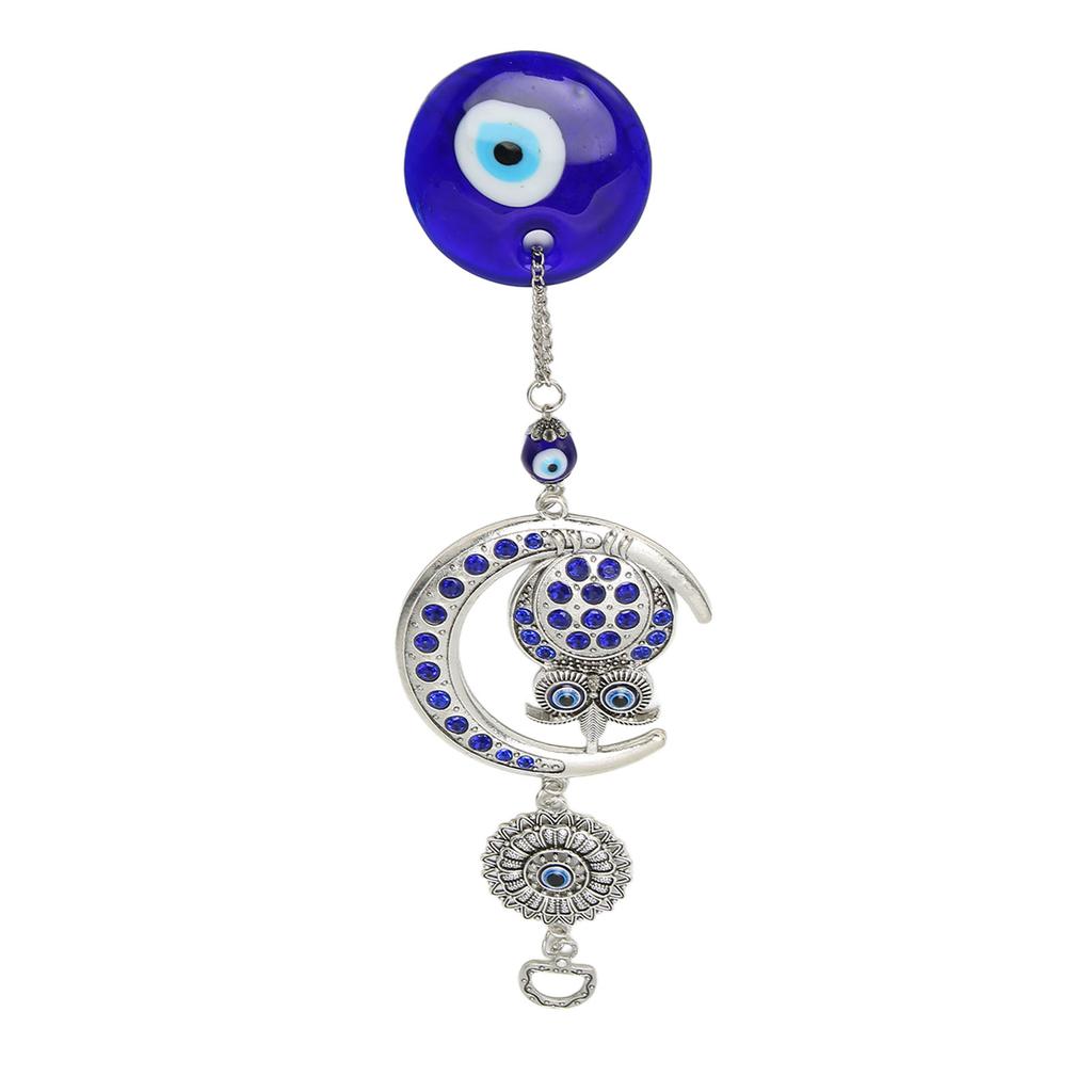 Evil Eye Talisman with Owl Pendant Blue Turkish Evil Eye Blessing Amulet for Car Home Protection