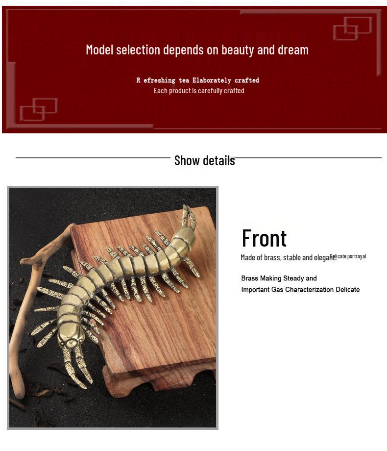 Antique Replica Chinese Centipede Brass Sculpture: Solid Copper Hundred-Legged Worm Tea Pet Handicraft