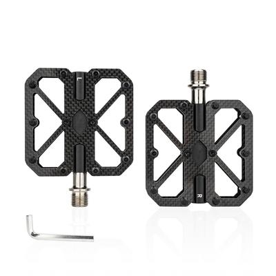 Bike Pedals Carbon Composite Three Bearings Non Slip Lightweight Pedals for Road Mountain Folding Bikes Black