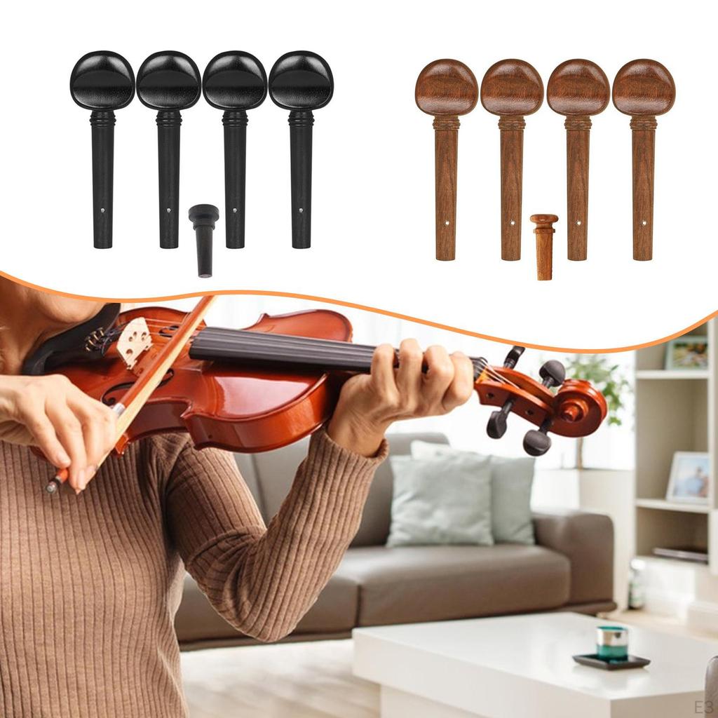 4 Pieces Violin Fiddle Tuning Peg Set Wood Universal Easy To Install Sturdy for
