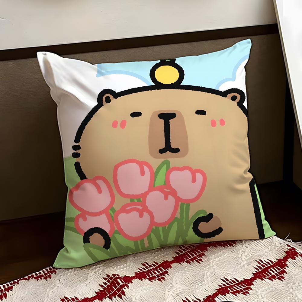 Cute CCapybara Cushion Cover Reversible Soft Durable Pillow Cover Home  Car MultiScene Use for Daily Comfort