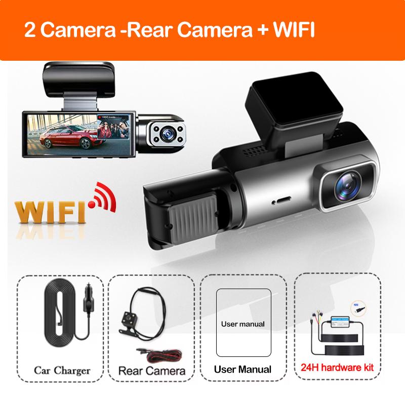 3Lens 1080P DashCam for Cars DVR WIFI Front Inside Rear Camera for Vehicle Black Box Video Recorder Car Accessories Hardwire Kit