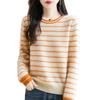 Women's French Retro Striped Wool Sweater - Slim Fit Autumn/Winter Knit Top