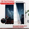 Set Of 2 Flat Printing Curtains Without Rod Cityscape Night View Easter Holiday Digital Polyester Easy Made