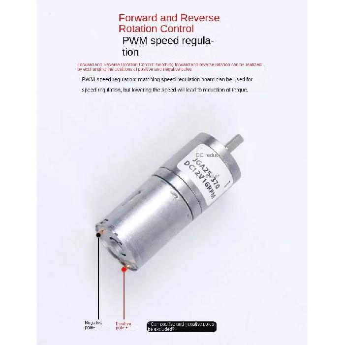 מנוע גיר מיניאטורי JGA25-370 מנוע DC 12V 24V מנוע גיר חשמלי מומנט גבוה 12/27/58/128/169/282/625/1364 סל"ד