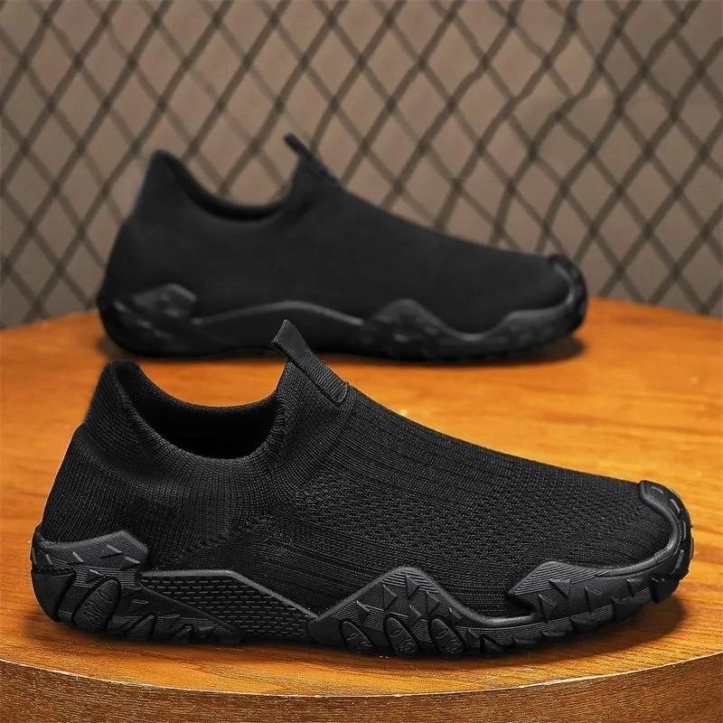 Men's casual and lightweight sports shoes breathable waterproof sports shoes lace-up cloth mesh new walking