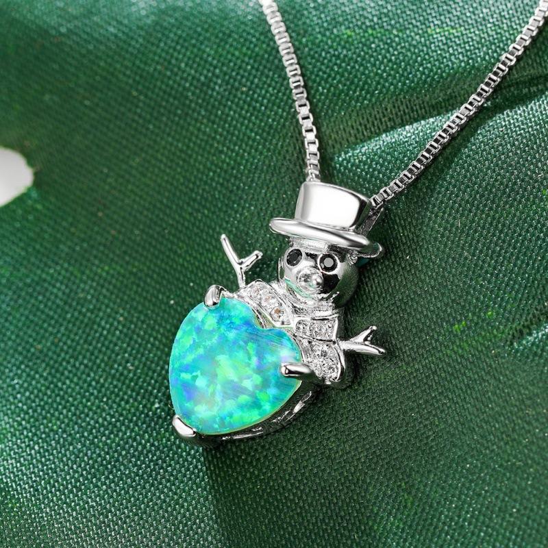 European and American jewelry Opal cute snowman necklace simple and exquisite small Halloween gift source зелёный