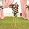 Elegant Gold Wedding Flower Stand, Rectangular Metal Display Rack for Party Decor, Modern Steel Floral Holder for Home & Events