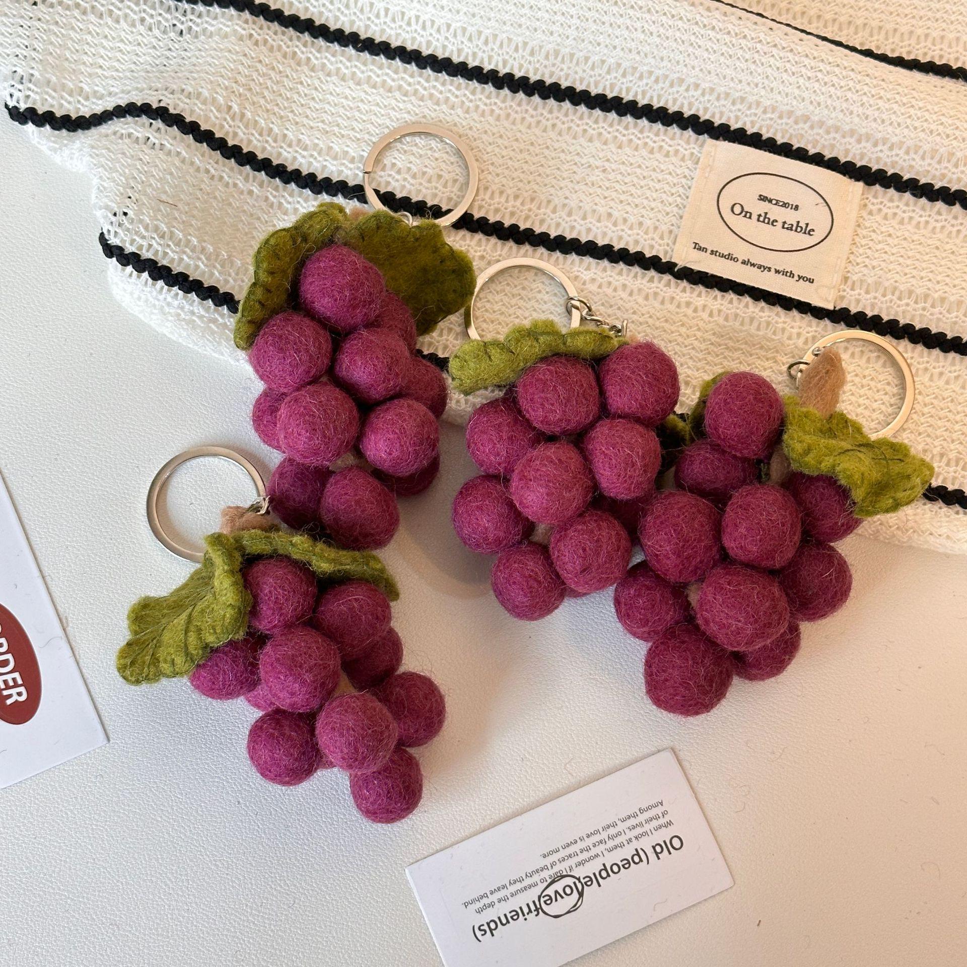 

Cute Handmade Wool Felt Grape Pendant Keychain for Backpacks