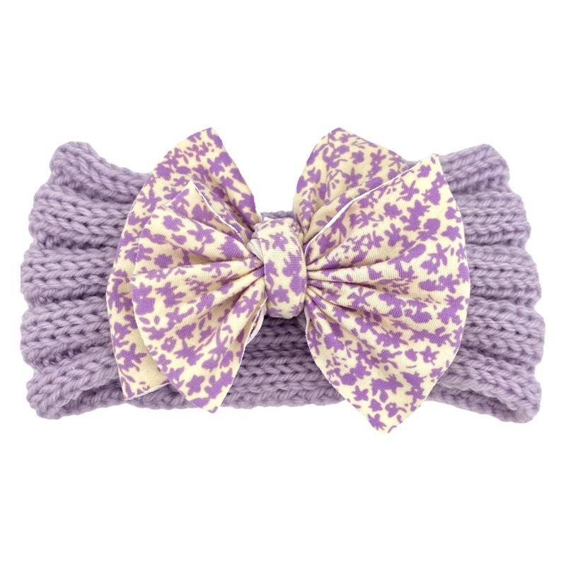 New children's headband headband, printed bow knitted wool headband, baby headgear hair accessories Baby
