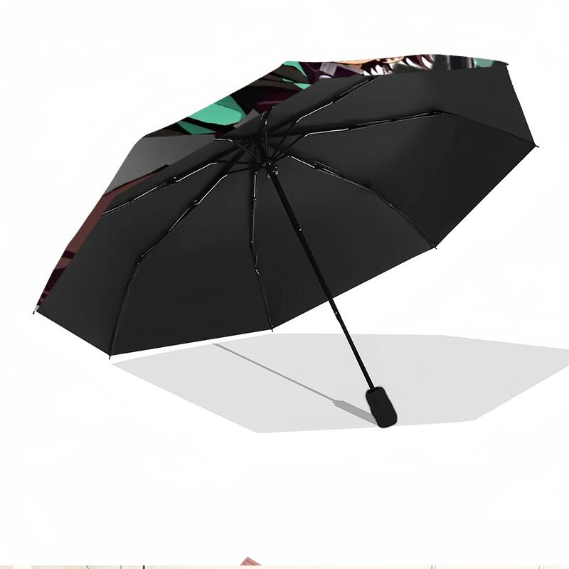 Parapluie Automatique Ouverture Fermeture Impression Demon Slayer, Parapluie Pliable Portable, pour les Trajets Extérieurs, les Voyages en Camping, Cadeau d'Anniversaire Idéal