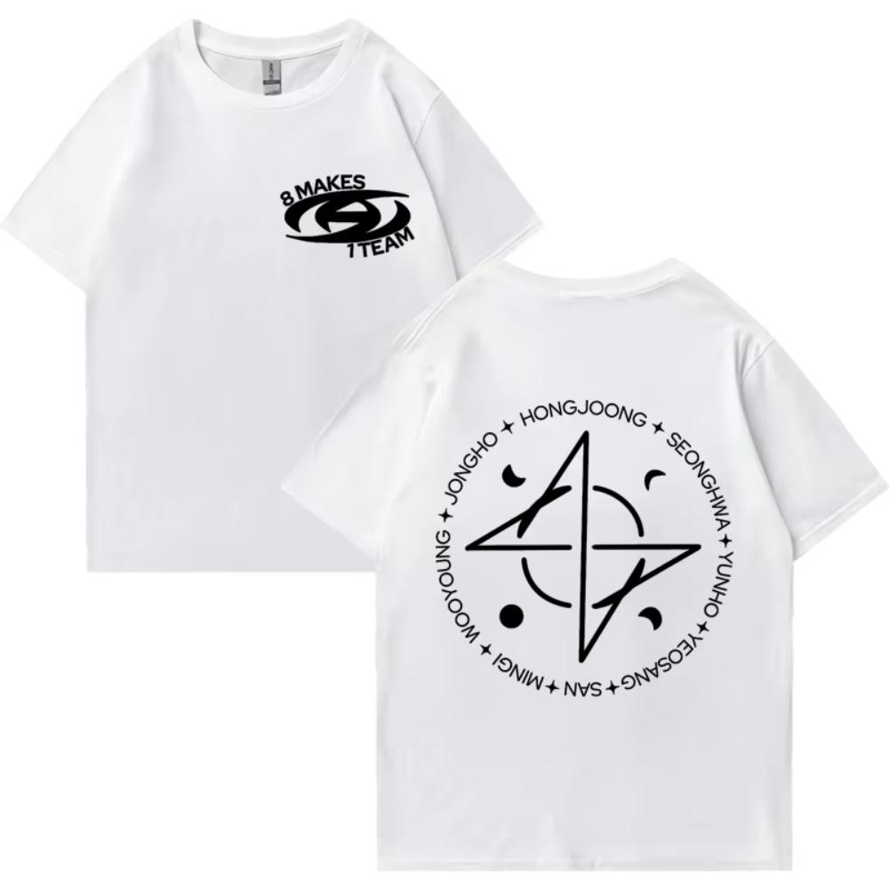 Kpop ATEEZ 8 Makes 1 Team Graphics Tshirt 2025 Men Women Vintag Oversized Tops Unisex Summer Print Cotton Short Sleeve T Shirts