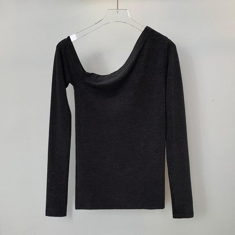 Korean Off-Shoulder Slim Fit Long-Sleeve T-shirt for Women