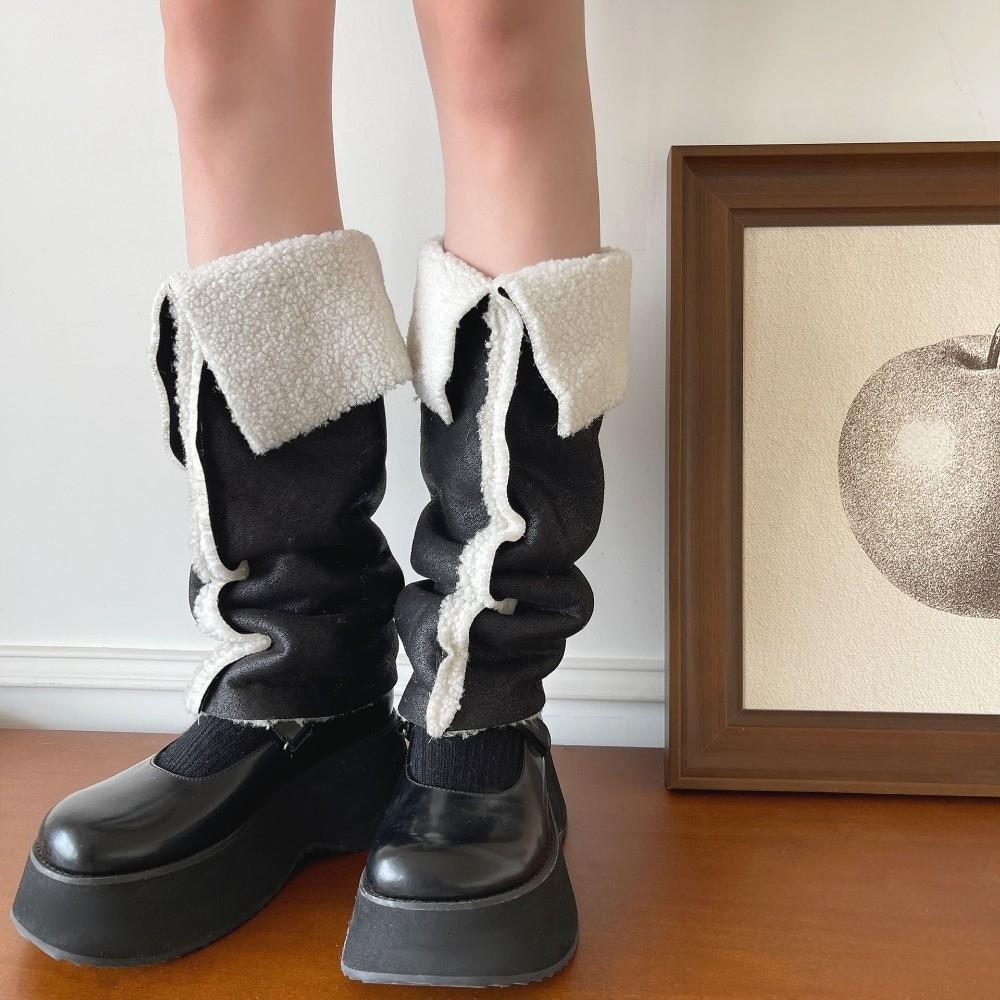 Thickened Foot Cover Turn-down Collar Design Boots Cover Y2K Suede Leg Warmers Fall Winter