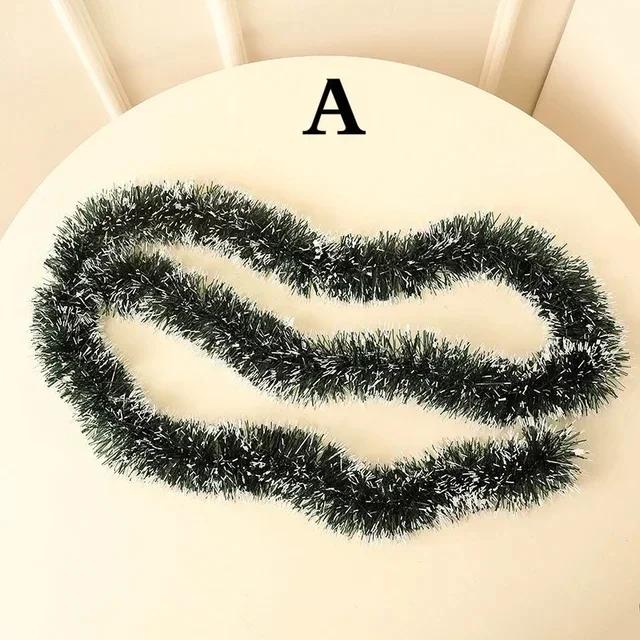

2M Christmas Tinsel Ribbons Green Cane Ribbon Garland Xmas Tree Hanging Pendent Ribbons Wreath Ornaments Party Home Decoration