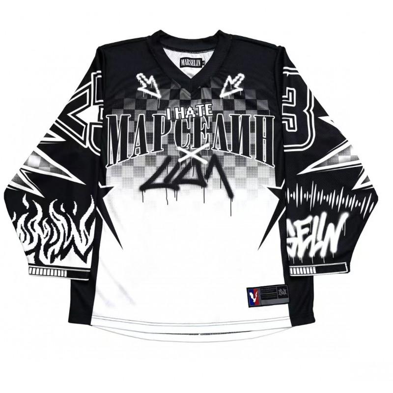 Vintage Hip Hop Graphic Print Loose Fit Long Sleeve T-Shirt Men Casual Streetwear