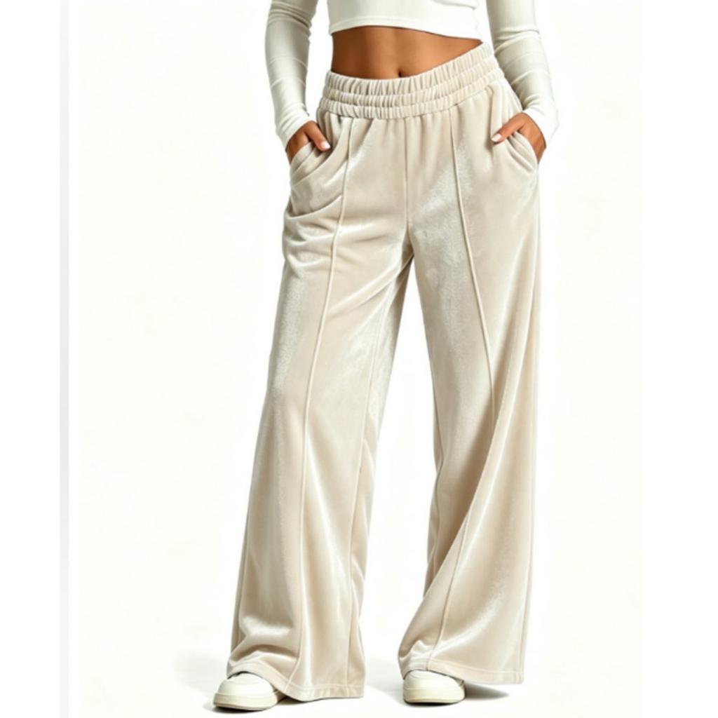 Damen Samt Schlaghose für Herbst und Winter, Lässige, lockere, fallende Hose für den Weg zur Arbeit