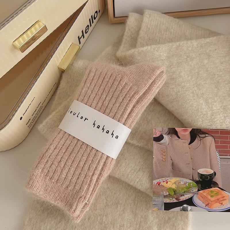 Winter Socks Women Cashmere Wool Thicken Warm Women Socks Sox Japanese Fashion Harajuku Solid Color Thermal Stockings For Women