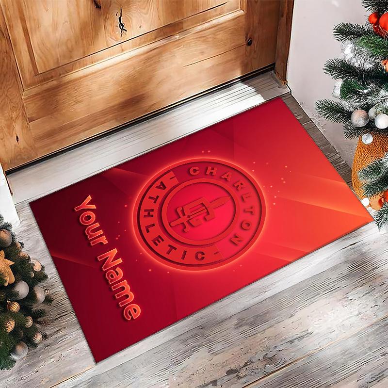Charlton Athletic Printed Crystal Velvet Rug Non‑Slip Crystal Velvet Carpet For Sofa Bedroom Indoor Home Decoration