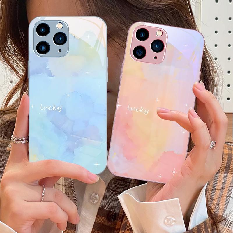 Aquarell-Mischung Für iPhone 16 Pro Max 15 Pro 14 13 12 Mini 11 XS Max XR 7 8 Plus SE 2022 Gehärtetes Glas Handyhülle