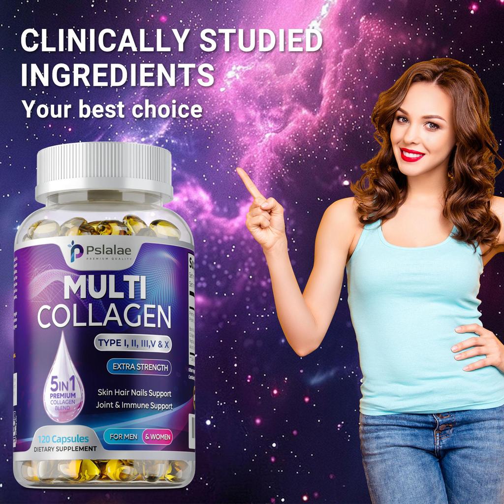Multi Collagen Peptides 1800mg - Type I,II,III,V,X-Healthy Bones,Hair,Skin,Nails