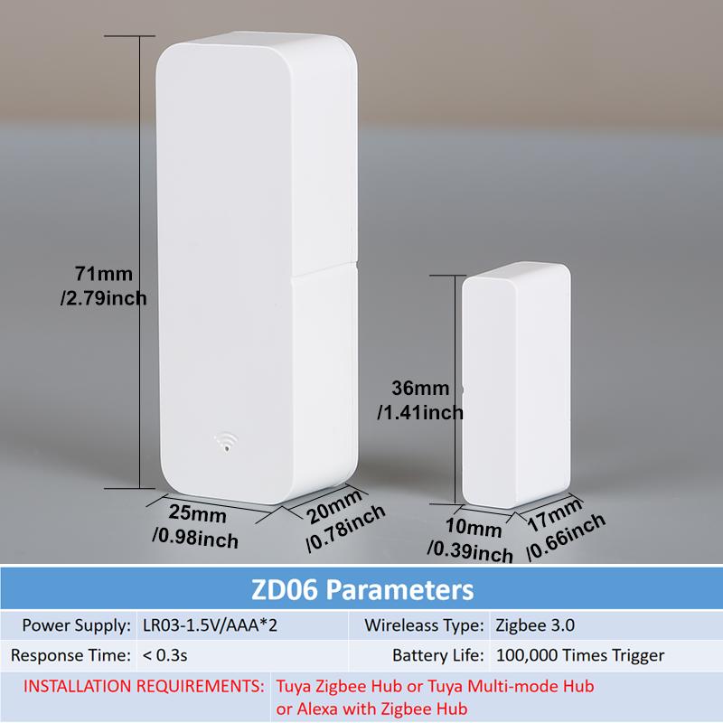 Tuya Zigbee 3.0 Sensor Contact Sensor Door Window Sensor APP Remote Control Works with SmartLife Yandex Zigbee2Mqtt ZHA Alexa