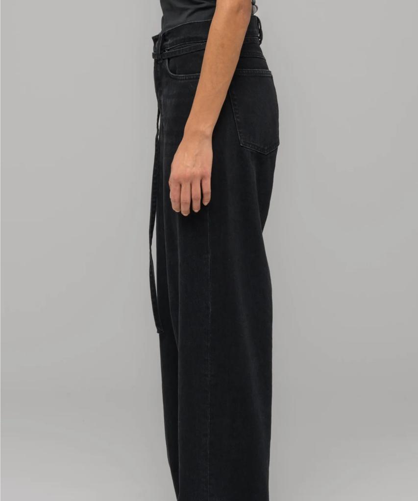 032Ssi (U) Down To Earth Wide Leg Jeans Washed Black