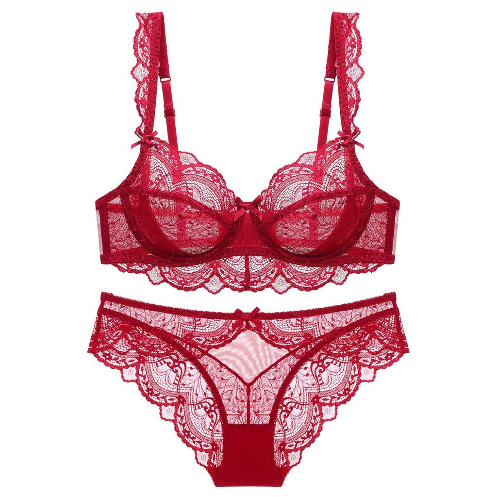Sexy BH-Set aus französischer Spitze, ultradünn, Push-up für Damen