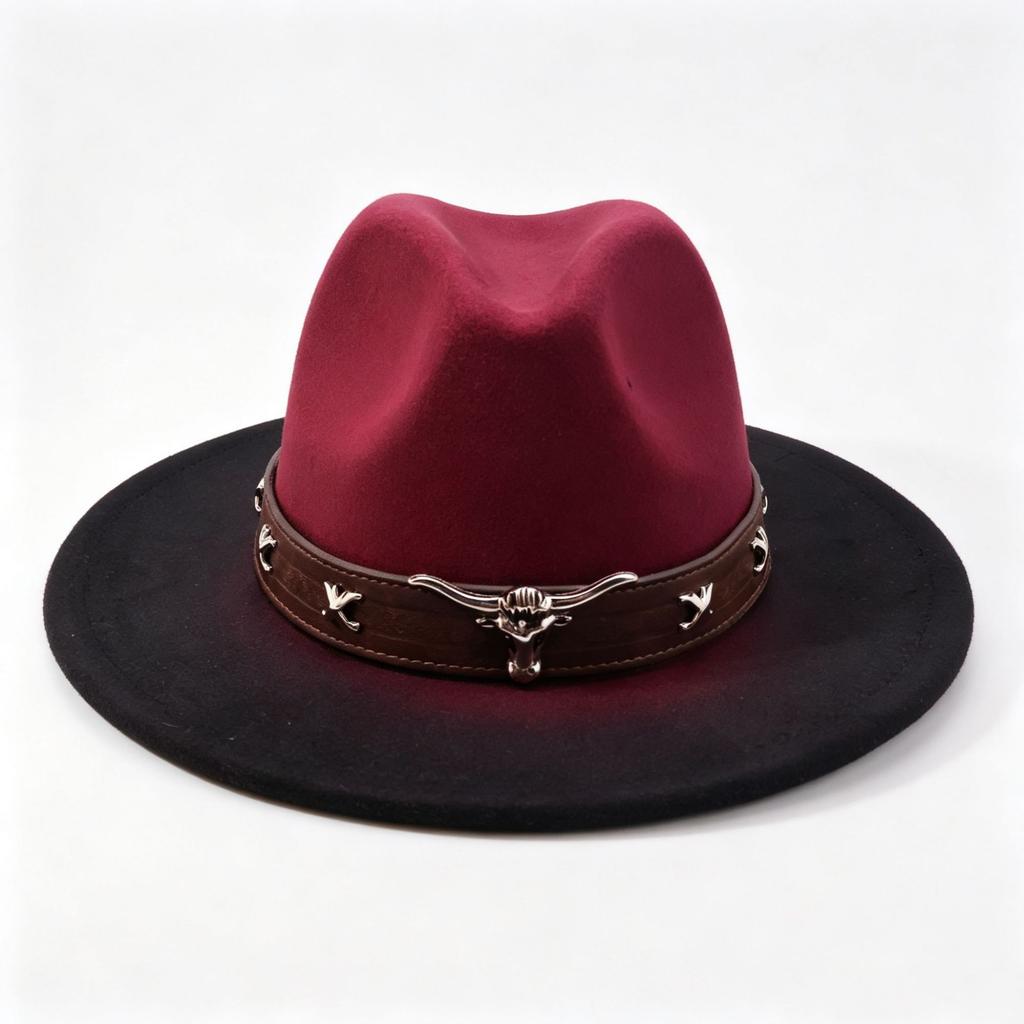 Four Seasons One-word Western Cowboy Hat Fashion Bull Head Accessories Cowboy Hat European and American Style Hat